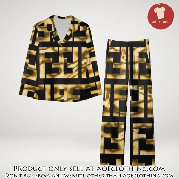 Trending luxury fendi satin pajama set pjs1048 aoe2605619